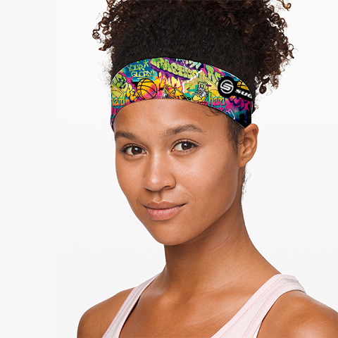 Graffiti Tie Dye Reversible Headband- 2.25"