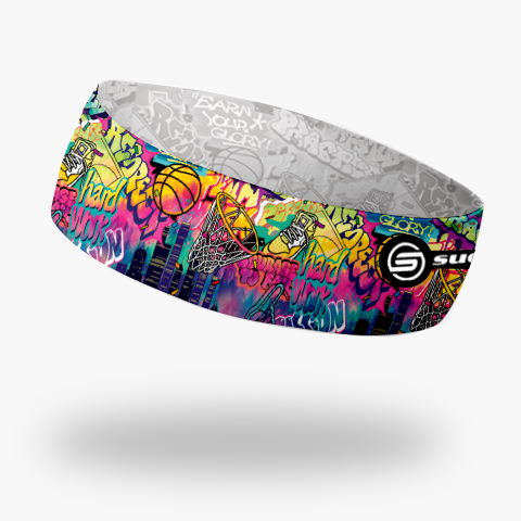 Graffiti Tie Dye Reversible Headband- 2.25"