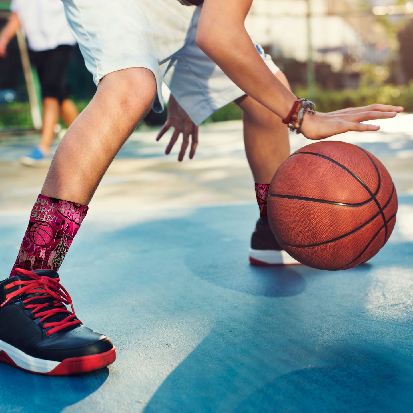 Pinky Pink Graffiti Crew Basketball Socks