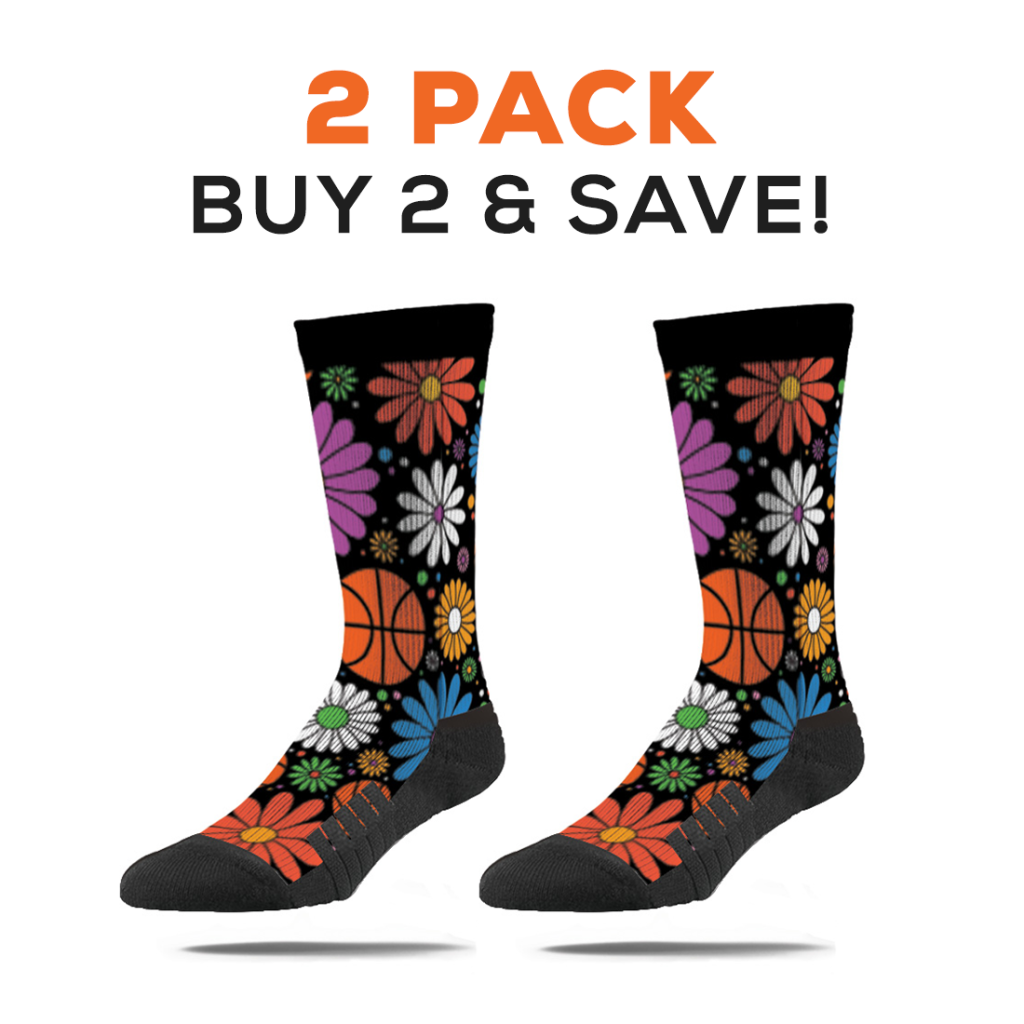 Basketball Daisy Crew Socks - Black - Pre-Sale