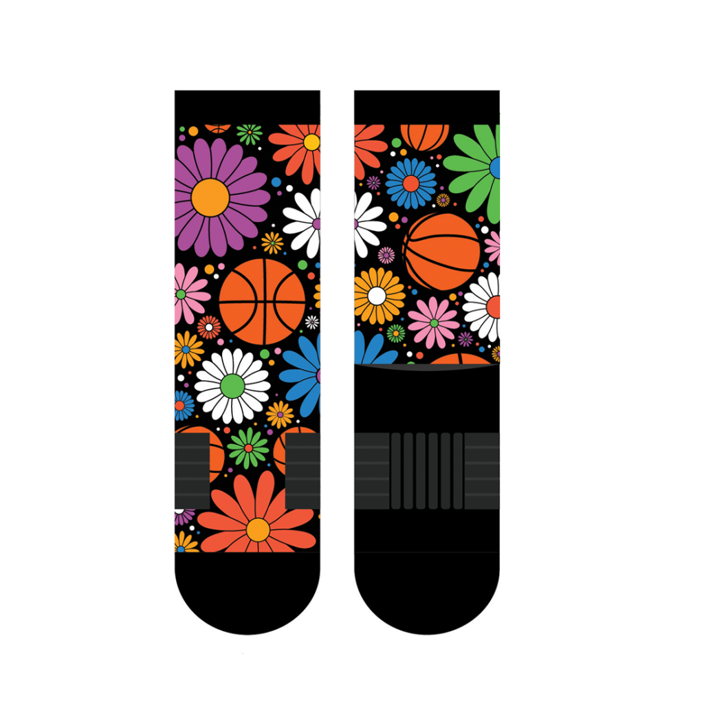 Basketball Daisy Crew Socks - Black