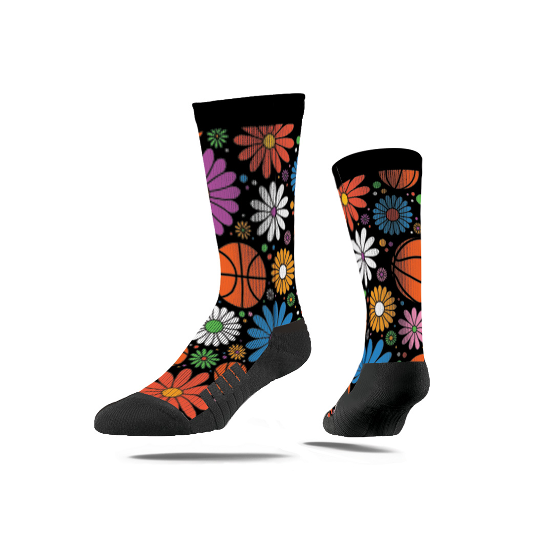 Basketball Daisy Crew Socks - Black - Pre-Sale