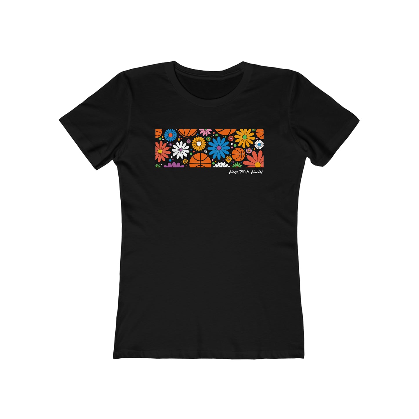 Women's Hippie Flowers and Basketballs T-Shirt - Adult Sizes Available in 4 Colors