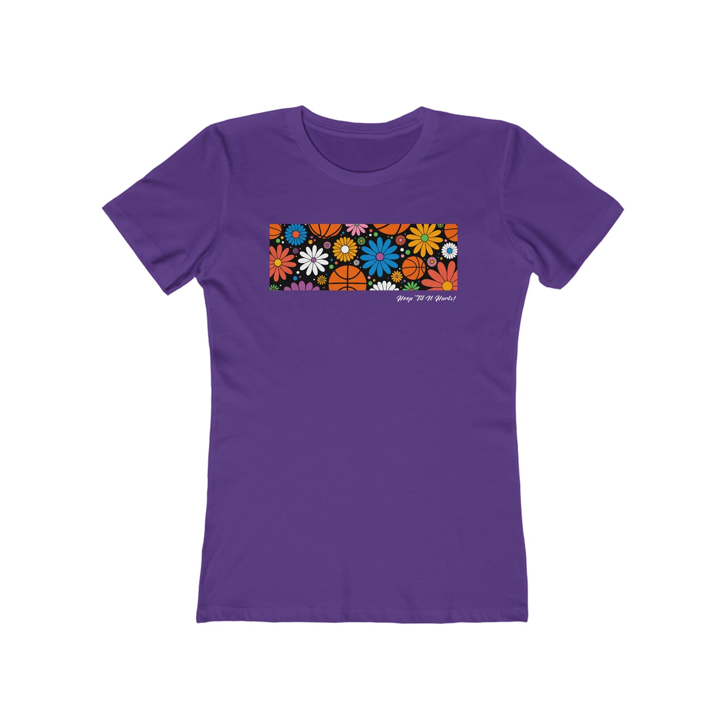 Women's Hippie Flowers and Basketballs T-Shirt - Adult Sizes Available in 4 Colors