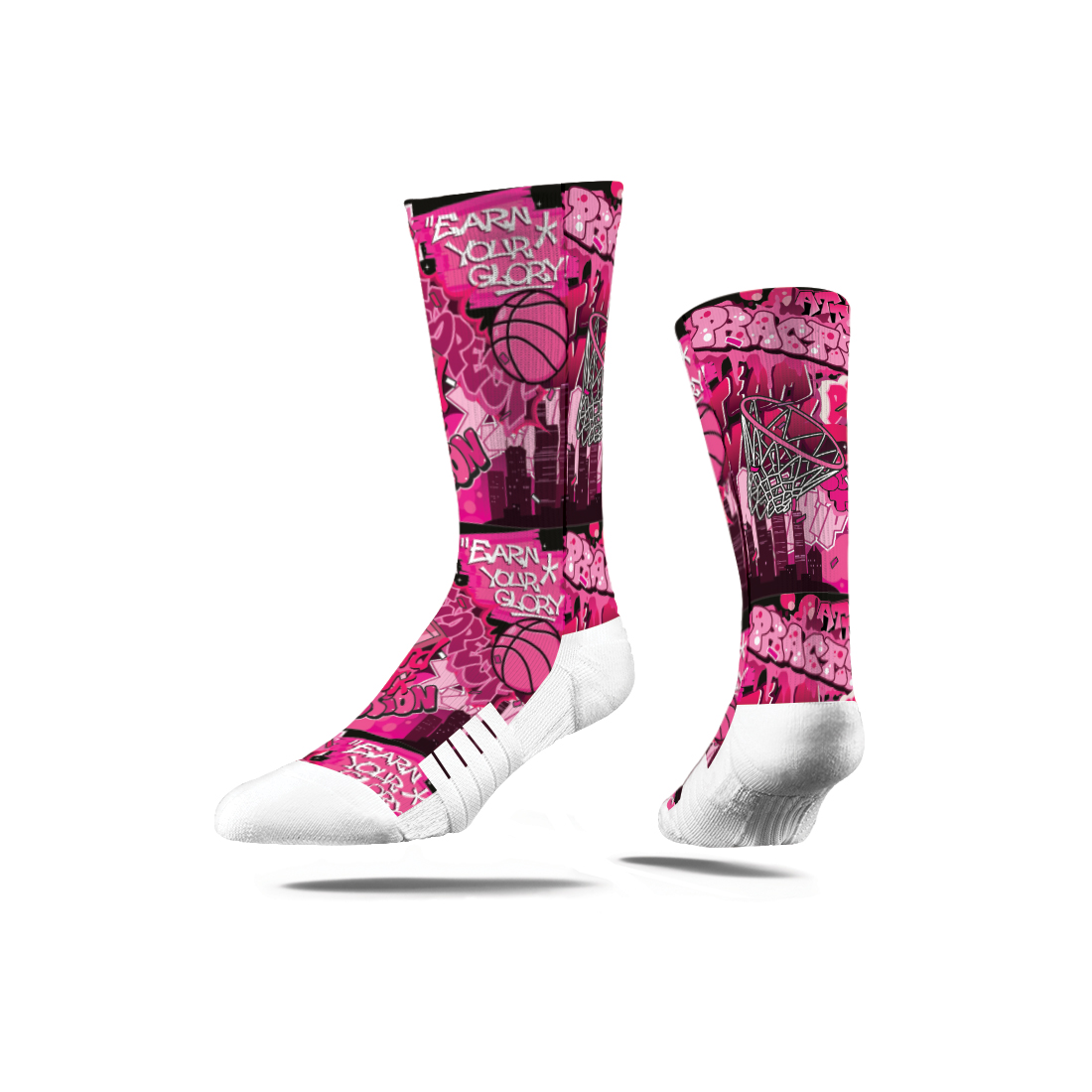 Pinky Pink Graffiti Crew Basketball Socks Adult 1 Pair