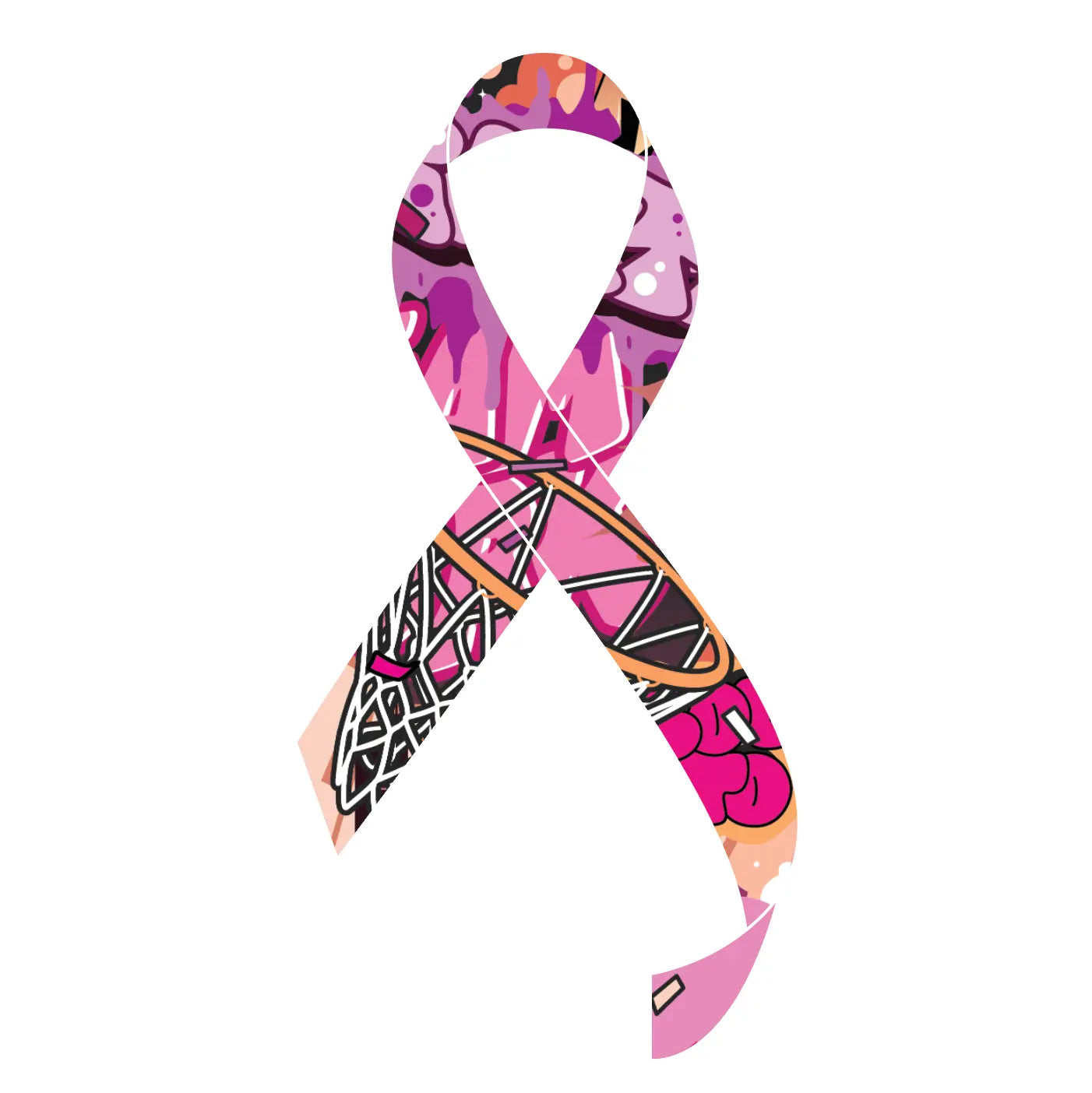 Breast Cancer Basketball Graffiti Ribbon Crew Socks