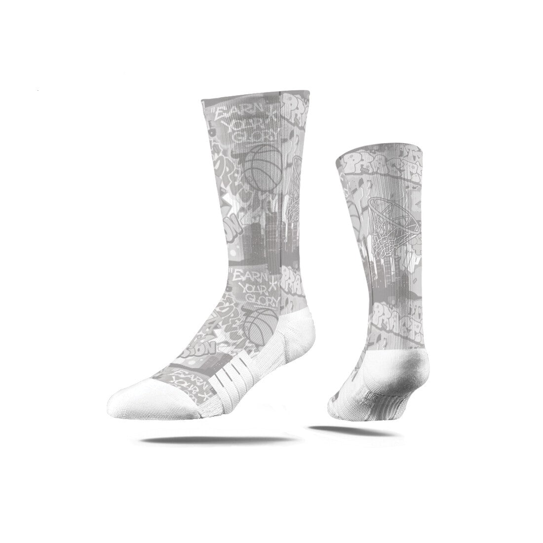 Graffiti Gray Basketball Crew Socks