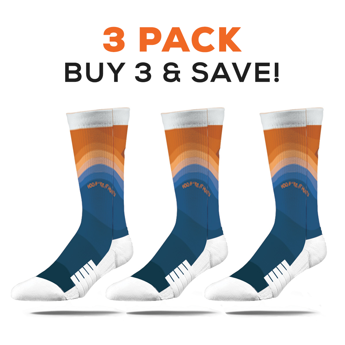 Venice Beach Sunset Basketball Crew Socks - Orange and Blue