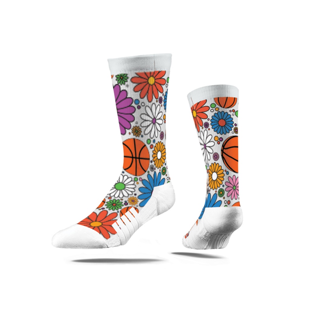 Basketball Daisy Crew Socks - White - Pre-Sale