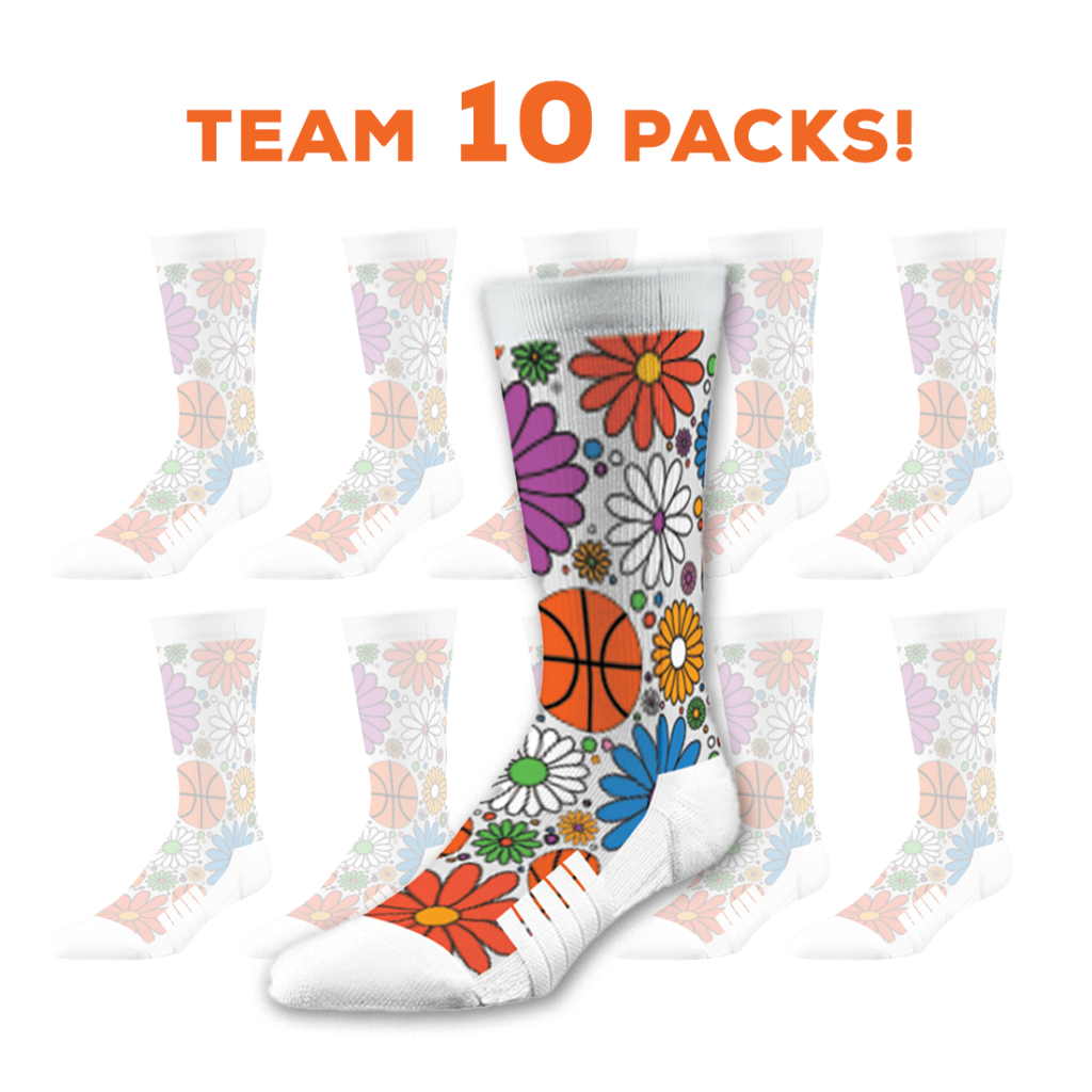 Basketball Daisy Crew Socks - White - Pre-Sale