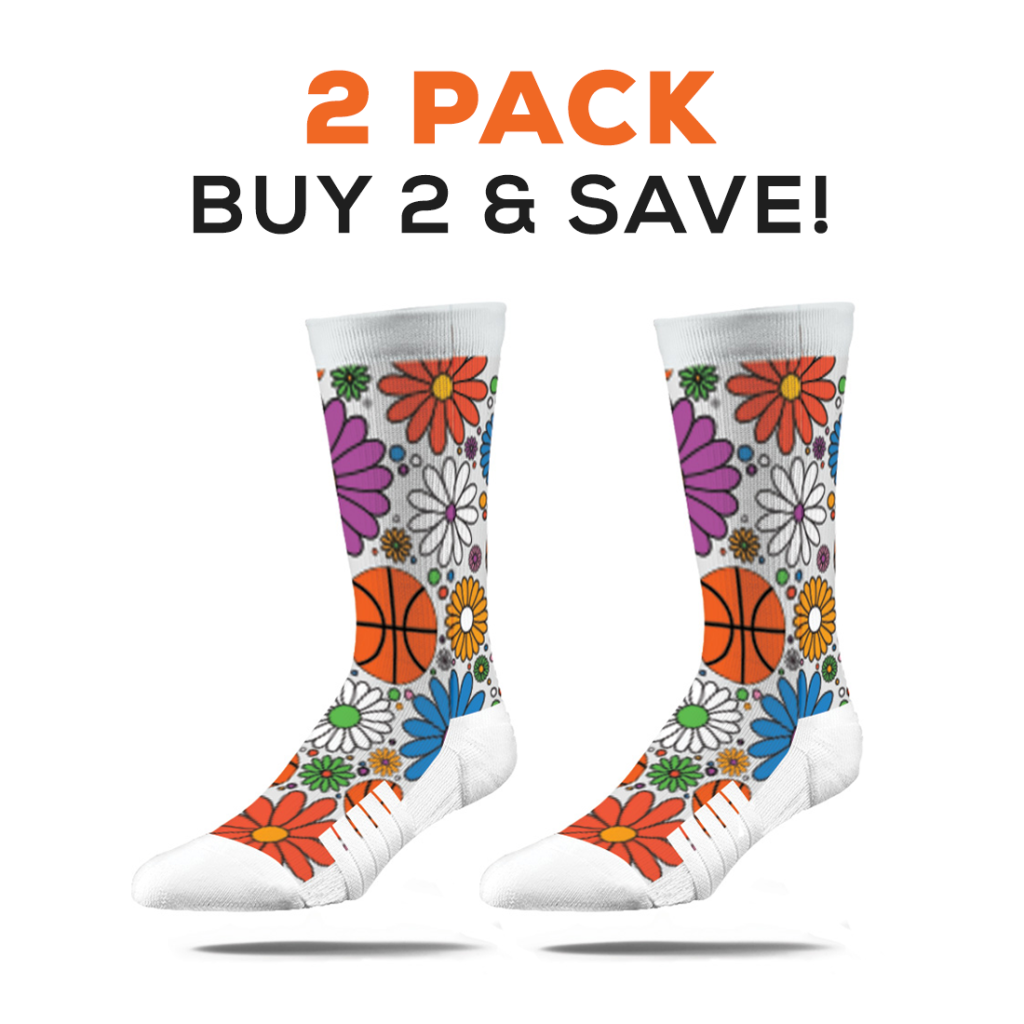 Basketball Daisy Crew Socks - White - Pre-Sale