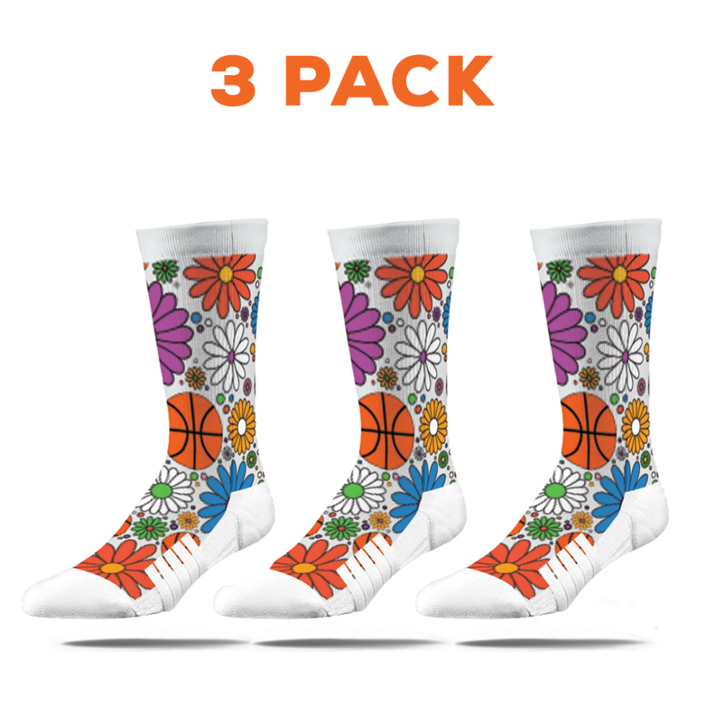 Basketball Daisy Crew Socks - White - Pre-Sale