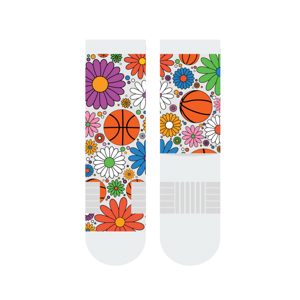 Basketball Daisy Crew Socks - White
