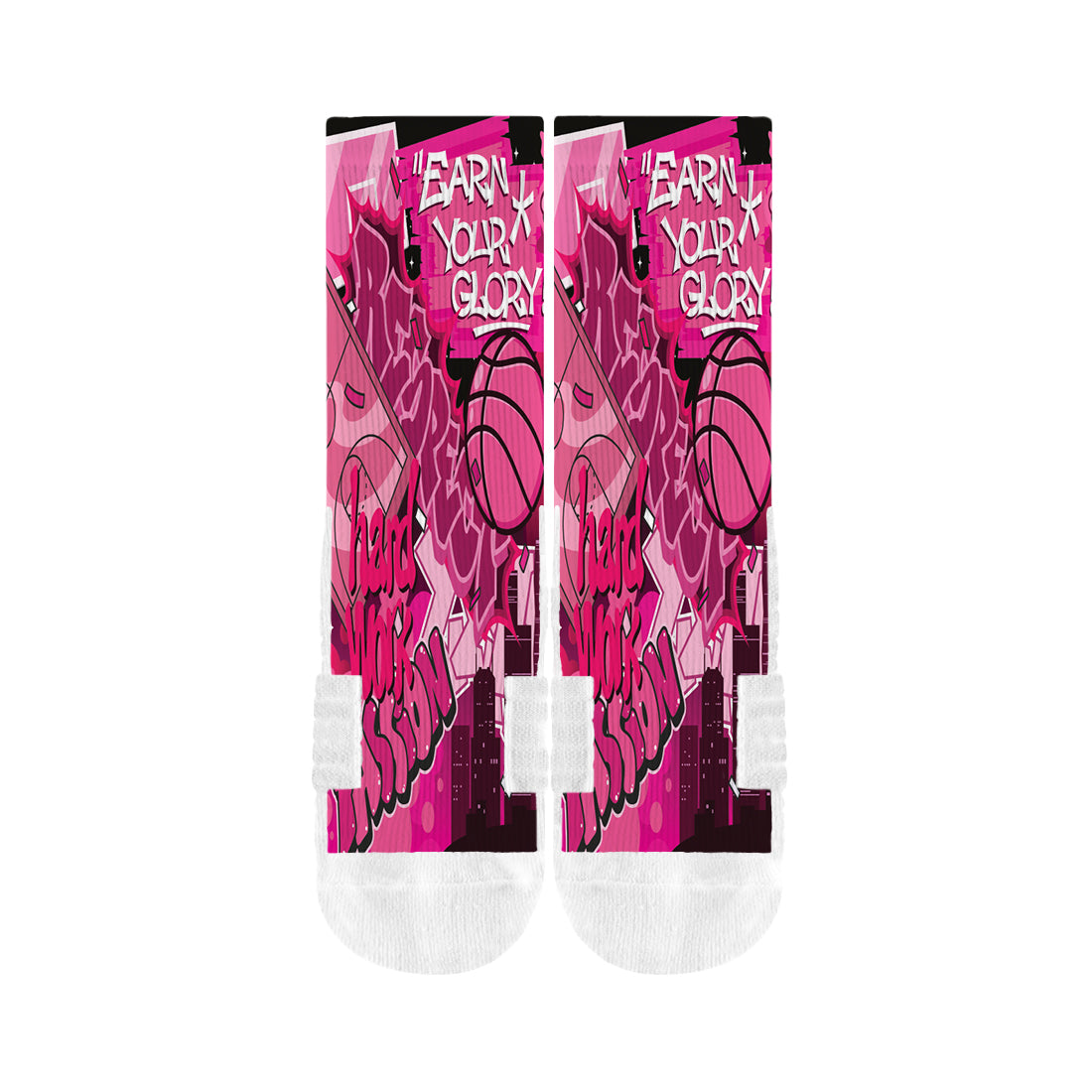 Pinky Pink Graffiti Crew Basketball Socks