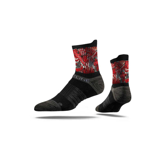Red and Black Basketball Graffiti Mid Sock - $5 Donated to Special Olympics Basketball Teams